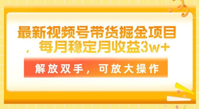 图片[1]-最新视频号带货掘金项目，每月稳定月收益3w+，解放双手，可放大操作