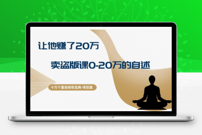 十万个富翁修炼宝典：让他赚了20万，卖盗版课0-20万的自述